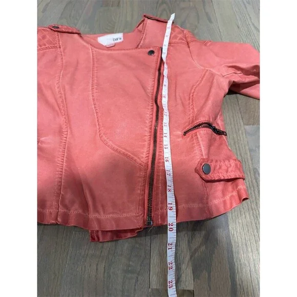Bar III Jacket Womens Size M Tangerine Moto Biker Asym Zip Quilted Short - Picture 6 of 10